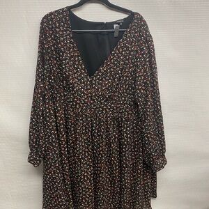 Torrid Black Floral Long Sleeve Dress